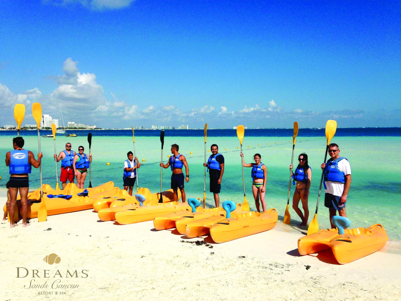 Fun beach activities such as kayaking are available for all guests at Dreams Sands Resort & Spa!