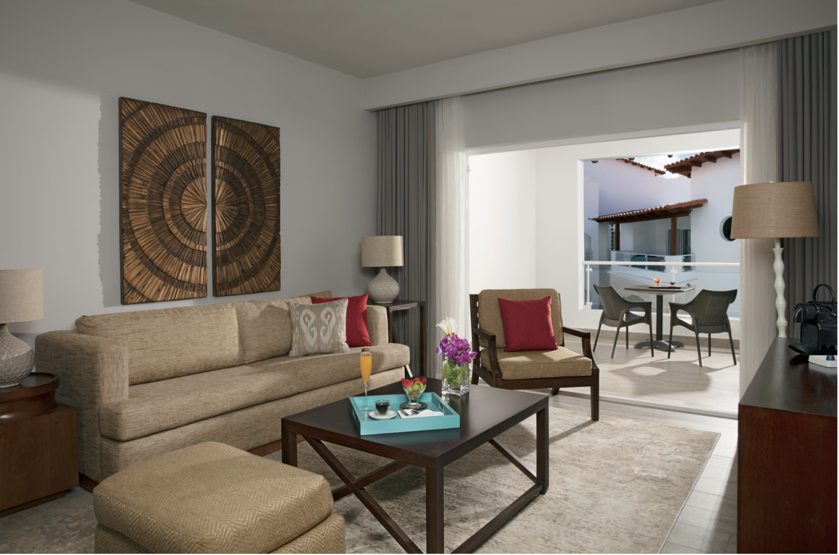 The Preferred Club Suite Tropical View living area at Dreams Dominicus La Romana!